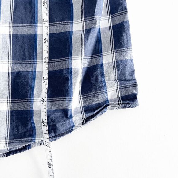 Desigual Mens Long Sleeve Button-Down Shirt Plaid Geometric Blue White Large - Picture 6 of 7